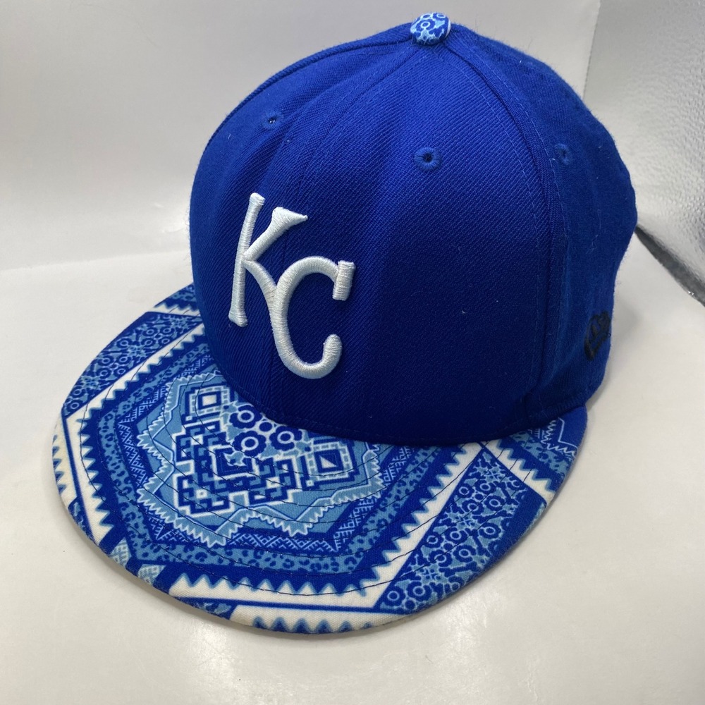 KANSAS CITY ROYALS New Era 9FIFTY Snapback Hat OSFM Blue Tribal Visor